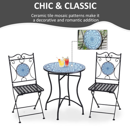 CRYSTAL BLUE | 3Pcs Garden Table and Chairs - Borgè