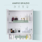 kleankin rectangular mirror cabinet with beliefs and adjustable shelf, 60x15x75cm - Borgè