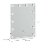 Homcom table mirror for makeup and make -up with 12 dimmable led lights and touch switch - Borgè
