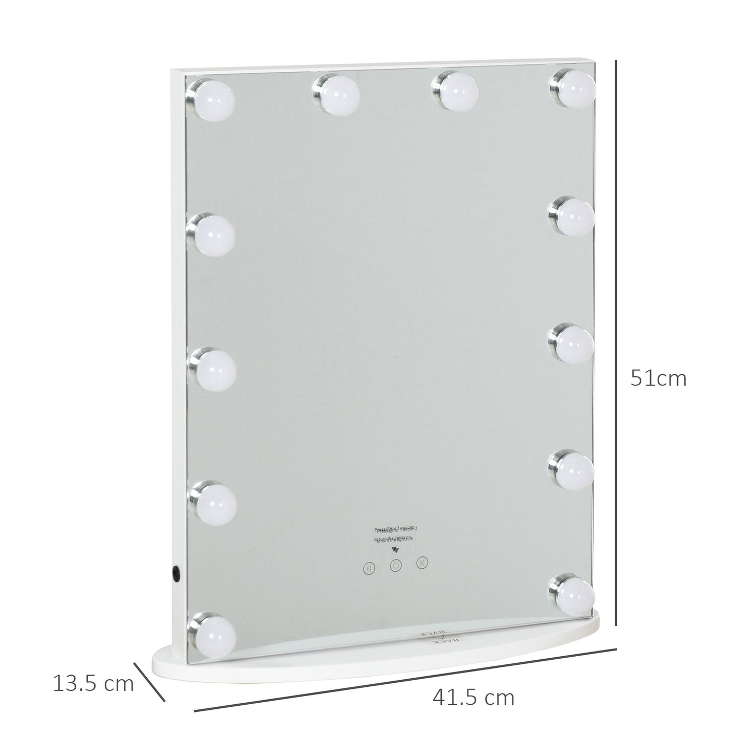 Homcom table mirror for makeup and make -up with 12 dimmable led lights and touch switch - Borgè