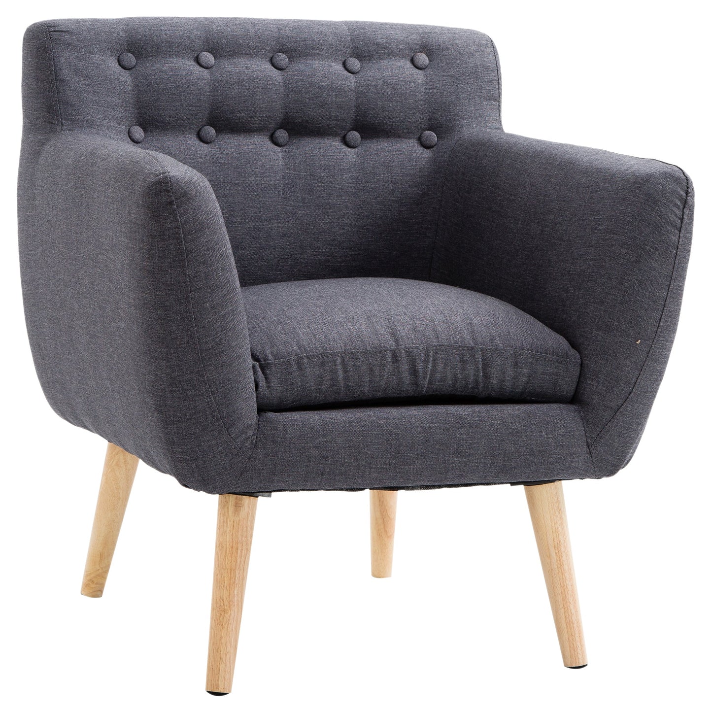 Nordic style armchair in dark Grey fabric, 68x58.5x76cm - Borgè