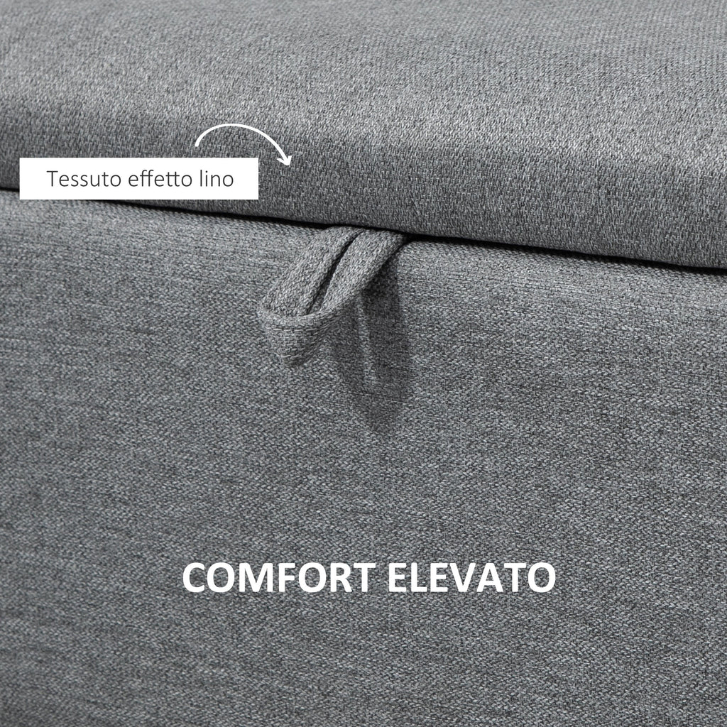 Homcom Bench container in velvet effect fabric, per room, living room and entrance, 101x38.5x44.5 cm, gray - Borgè