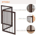 Portable 3 Section Dog Gate Pet Gate Foldable Safety Divider, 160x1.2x76cm, Brown - Borge' Group Limited