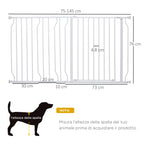 PAWHUT Safety gate for extendable dogs from 75-145cm, in steel and ABS - Borgè