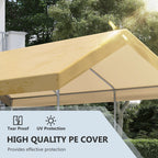 Steel and PE Garden Tent for Small and Medium Cars, 600x295x265-310 cm, Beige - Borge' Group Limited