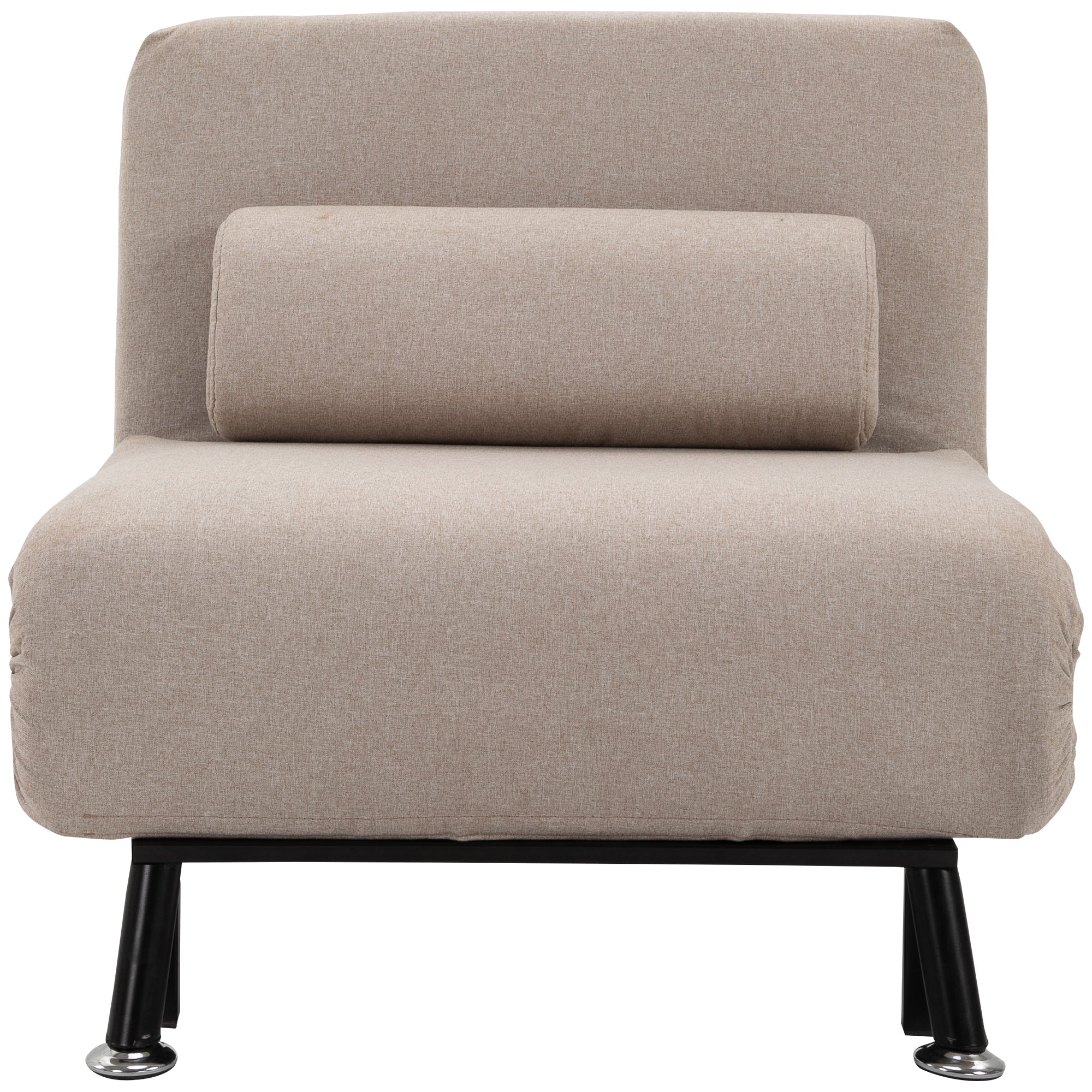 Single Bed armchair with mattress and padded cushion in beige metal frame - Borgè