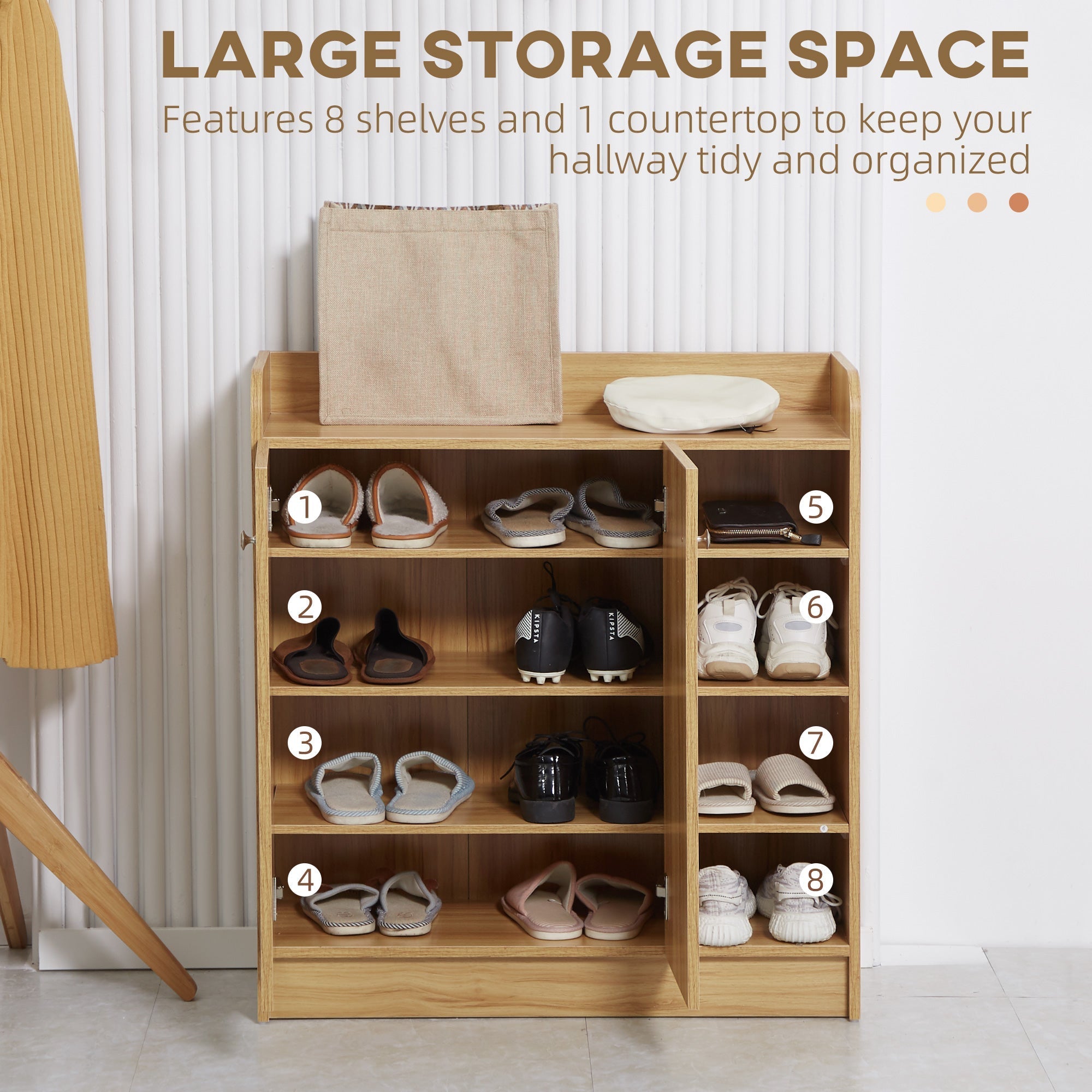 SCANDIO SCANDIZE WRIGHT AND MODERN WOOD FOR 12 PAIA WITH 4 OPEN BOARDS, 83x30x90 cm, clear brown - Borgè