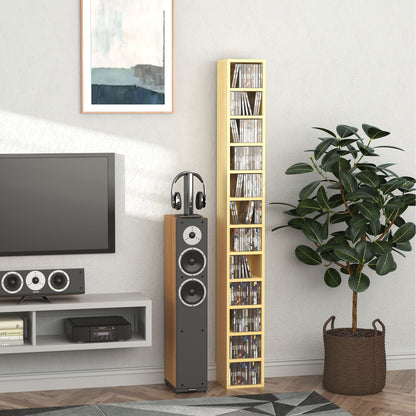 Homcom Mobile Bookcase CD at 12 shelves for 204 CDs, in MDF and chipboard, 21x20x175 cm, wood color - Borgè