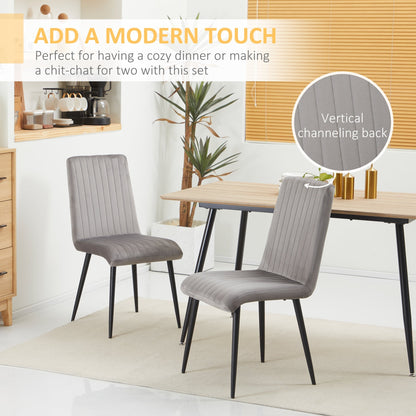 Set 2 Padded Kitchen Chairs and Salvaspazio with steel legs, 43x58x90 cm, Grey and black - Borgè