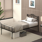Single Stainless bed structure with integrated slats, headboard and footboard, 90x200cm - Borgè