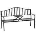 2-Seater Outdoor Bench, Garden Bench with Extendable Metal Table 150 x 53 x 95 cm Black - Borge' Group Limited