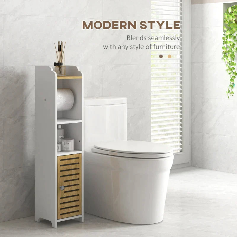 White Bathroom Cabinet with shelves and lower cabinet | 18x20x90 cm - Borgè