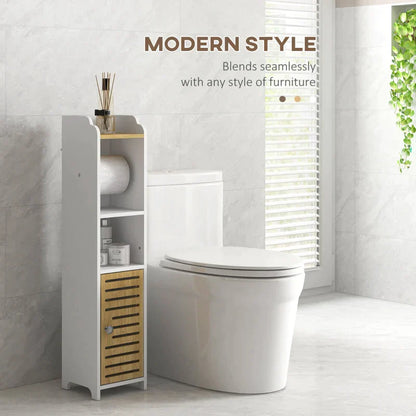 White Bathroom Cabinet with shelves and lower cabinet | 18x20x90 cm - Borgè