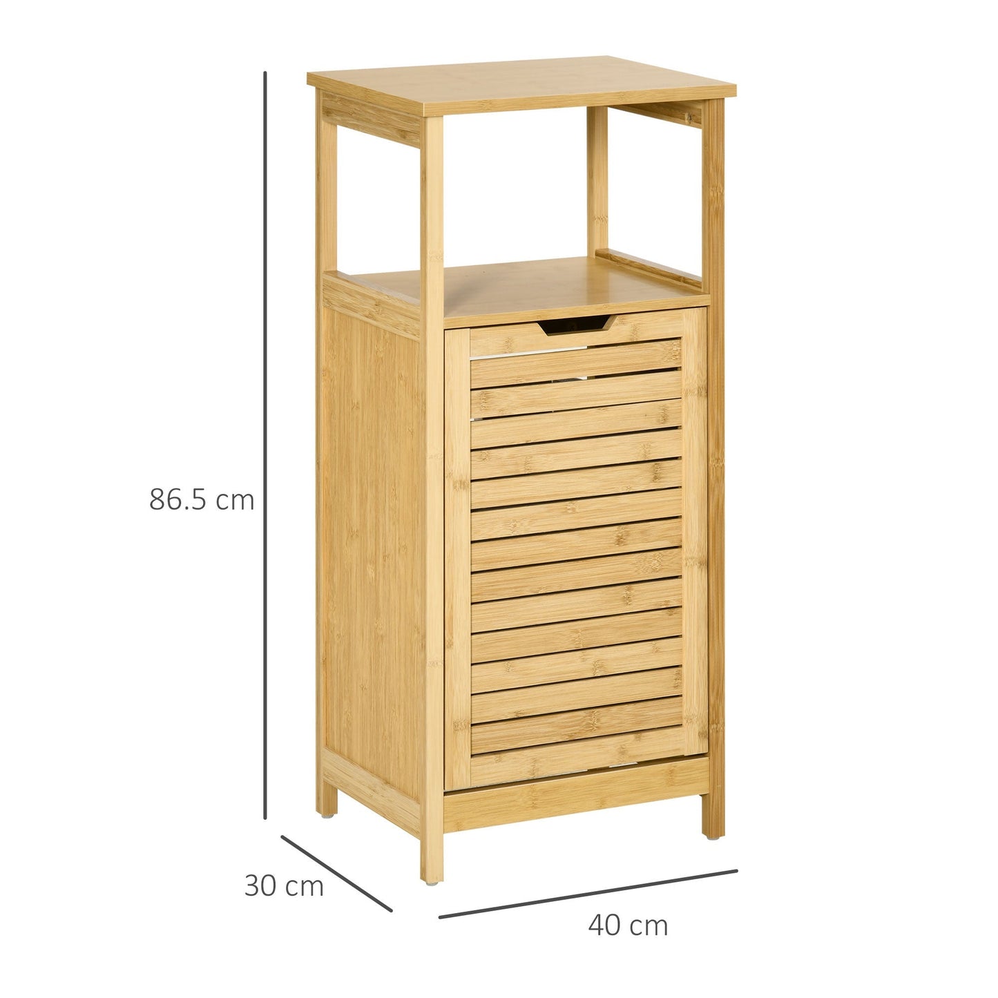 Kleankin Bathroom cabinet with multipurpose basket for laundry and toys, in MDF and bamboo, 40x30x86.5cm - Borgè