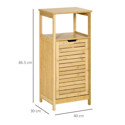 Kleankin Bathroom cabinet with multipurpose basket for laundry and toys, in MDF and bamboo, 40x30x86.5cm - Borgè