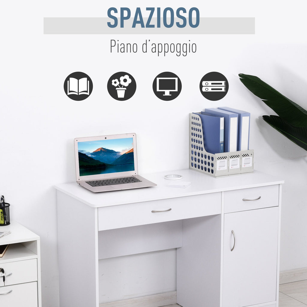 classical office desk with 2 drawers and white wooden locker - Borgè