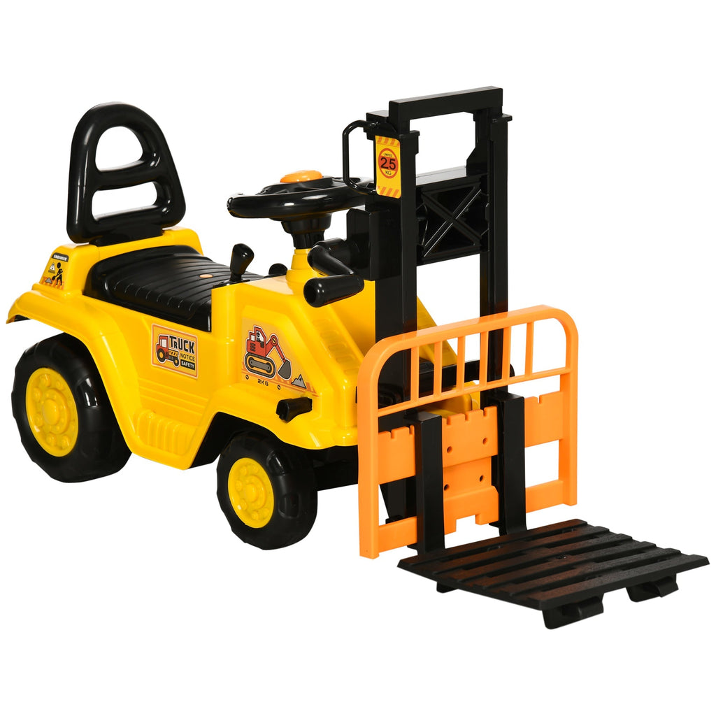 Pedal Tractor for children 3-4 years with forklift and storage space, 86x27.5x47.5 cm, yellow and black - Borgè
