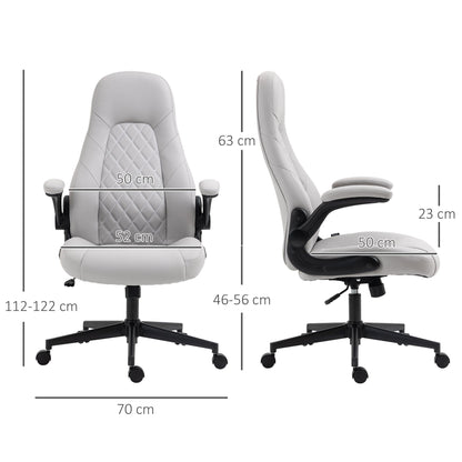 Ergonomic office chair with overturning armrests and adjustable height, 67x70x112-122 cm, Grey