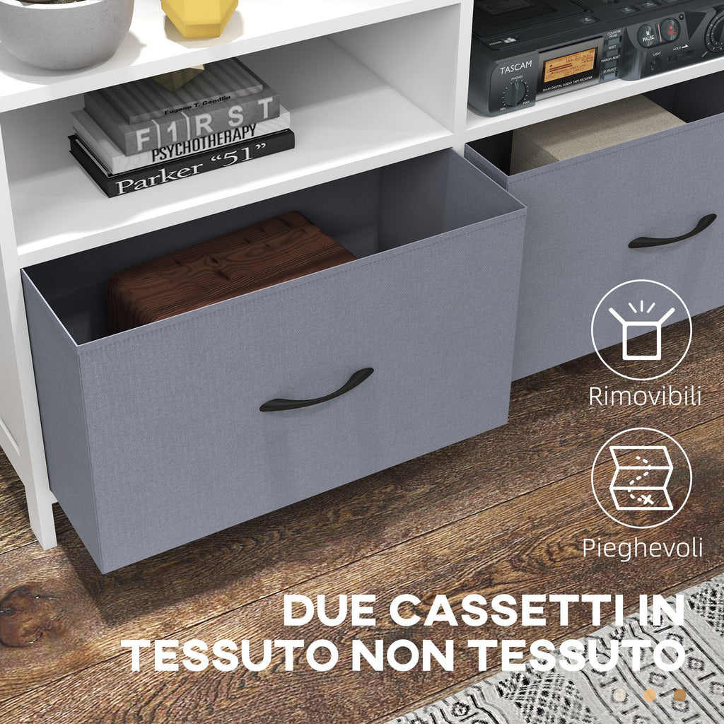 Homcom Mobile TV 45 "Max in MDF and non -woven fabric with 2 drawers and 2 shelves, 100x30x53 cm, white and gray - Borgè