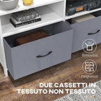 Homcom Mobile TV 45 "Max in MDF and non -woven fabric with 2 drawers and 2 shelves, 100x30x53 cm, white and gray - Borgè