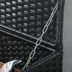Rattan and Steel Garden Storage Chest with Lid, 95x60x53cm, Black - Borge' Group Limited