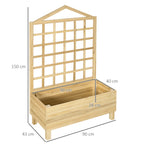 Outdoor Planter in Fir Wood with Trellis and Drainage Holes, 90x43x150 cm - Borge' Group Limited