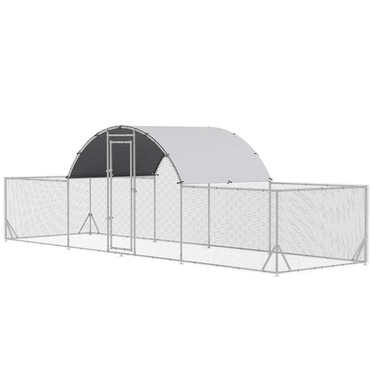 Pawhut Garden Chicken Coop for 12-14 chickens with canopy and lock in galvanized steel, 660x190x195 cm - Borgè