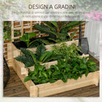 3-Tier Outdoor Planter with Fir Wood and Non-Woven Fabric Trellis, 95x95x110 cm - Borge' Group Limited