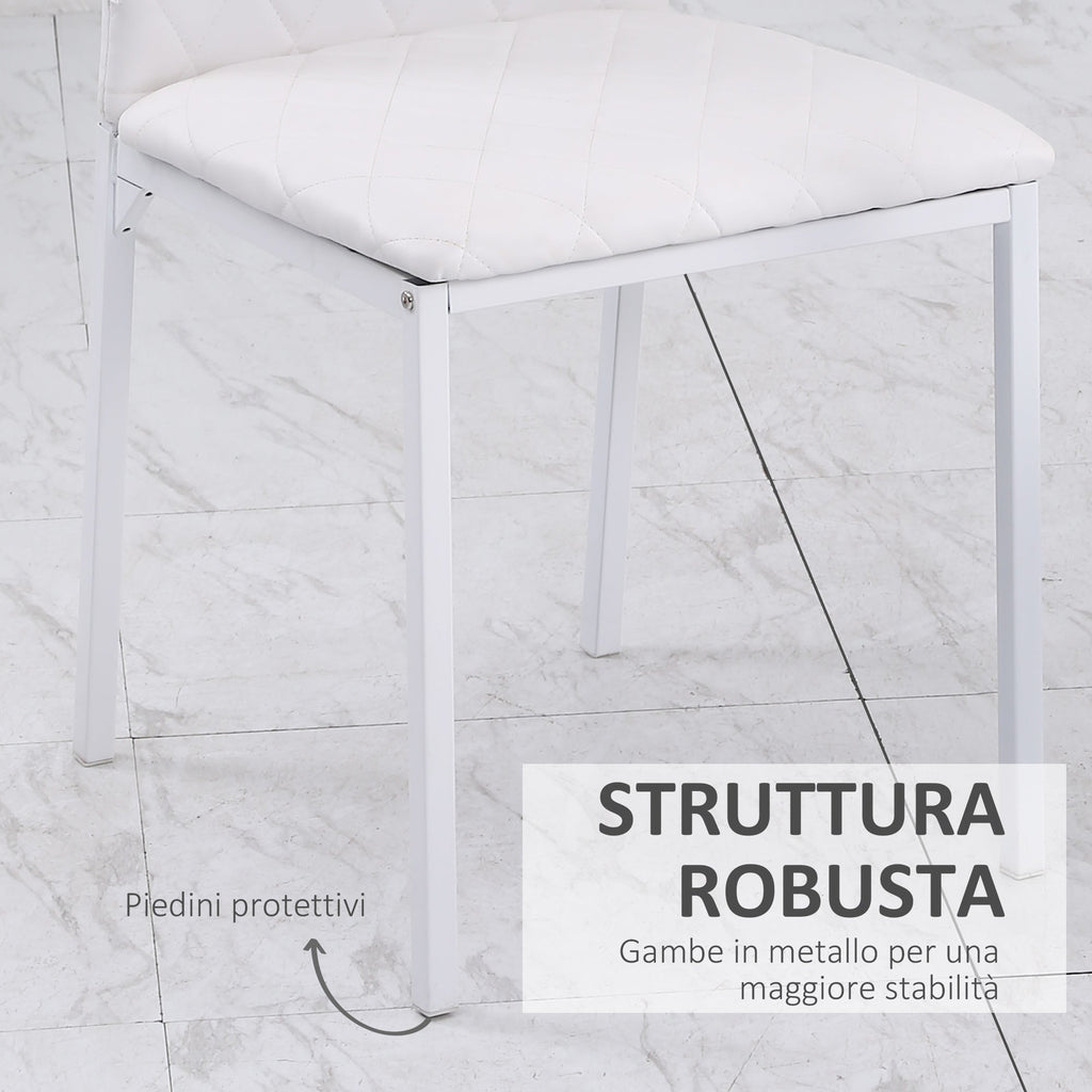 set 4 padded chairs for dining room with skilled coating, 41x50x91cm - white - Borgè