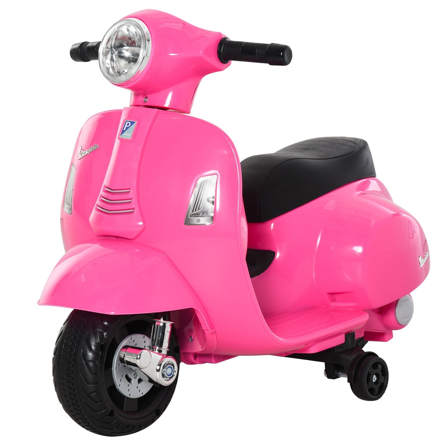 electric motorcycle for children with official Vespa 6v battery license, headlights and horn, for children of 18-36 months, Rosa, 66.5x38x52cm - Borgè