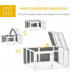 Outdoor and Indoor Rabbit Hutch with Opening Roof, Cage for 2-4 Rabbits in Wood and Metal, Grey 120x120x60cm - Borge' Group Limited