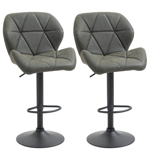 Set 2 swivel bar stools with adjustable height, similar coating and round base - military green - Borgè