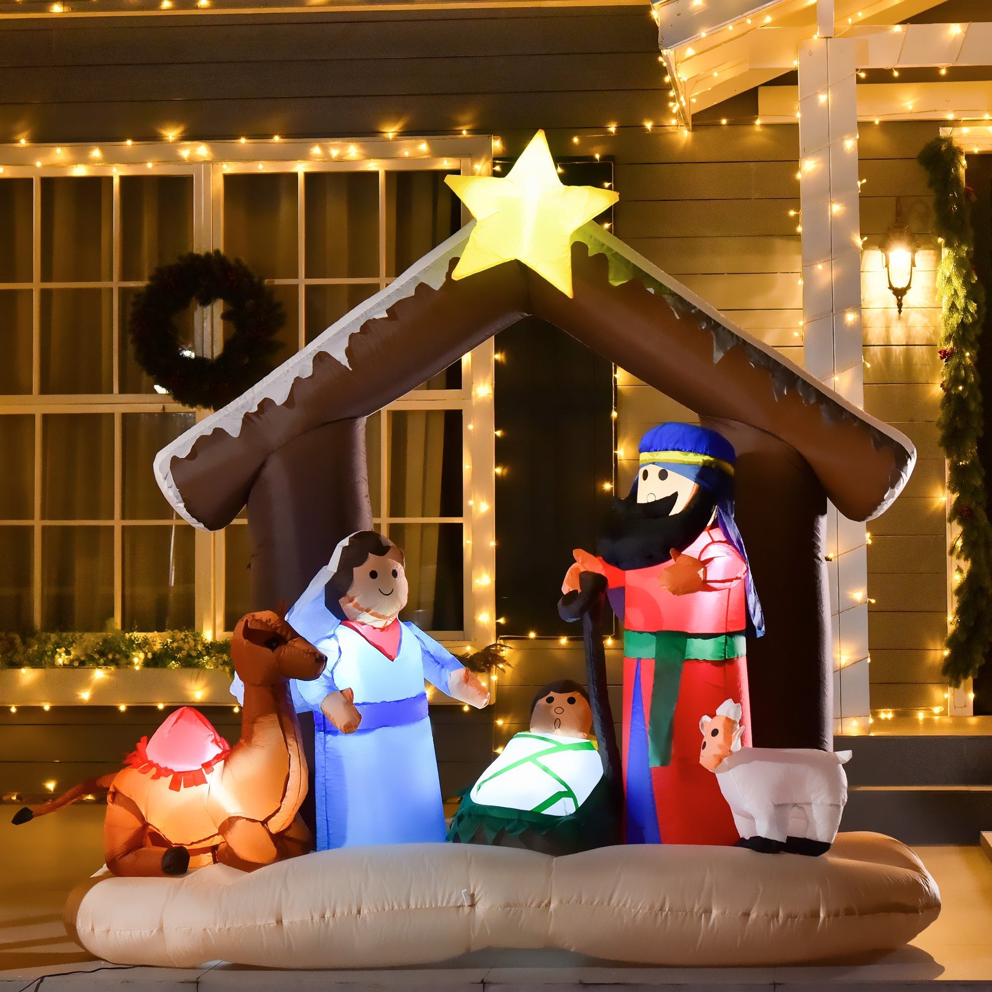 Inflatable Nativity Crib with 5 LED lights | 183cm - Borgè