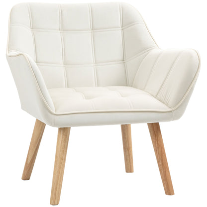 TROMSO | Nordic Design Armchair In Wood and Cream Velvet Effect, For Living Room or Office | 68.5x61x72.5 cm - Borgè