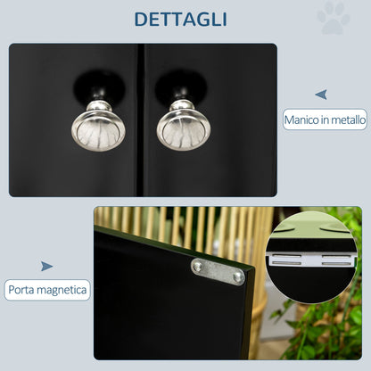 PAWHUT BOARD FOR DOG LIST WITH container compartment, 2 Removable stainless steel bowls, 60x30x35.5cm, black - Borgè