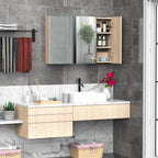 Kleankin 3 doors wall unit with octal with oak mirror 90x60x13.5 cm - Borgè