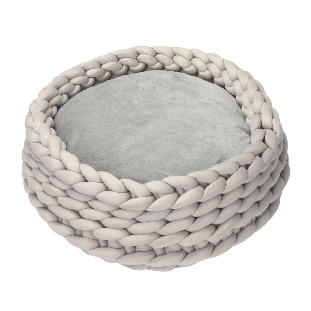 COZZY | Round Raised Washable Dog and Cat Bed in PP Cotton, Padded Cushion, Φ50x19cm, Grey - Borge' Group Limited