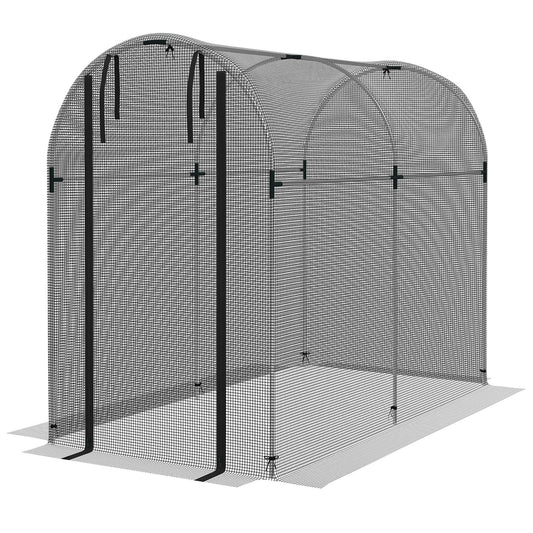 Outsunny tunnel greenhouse for plants with network and zipper, 1.2x2.4x1.9m, black - Borgè