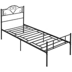 Single Stainless bed structure with integrated slats, headboard and footboard, 90x200cm - Borgè