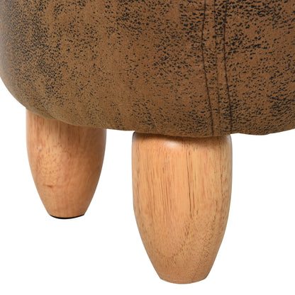 Homcom pouf buffalo -shaped container, footrest stool with wooden structure and brown padded seat - Borgè