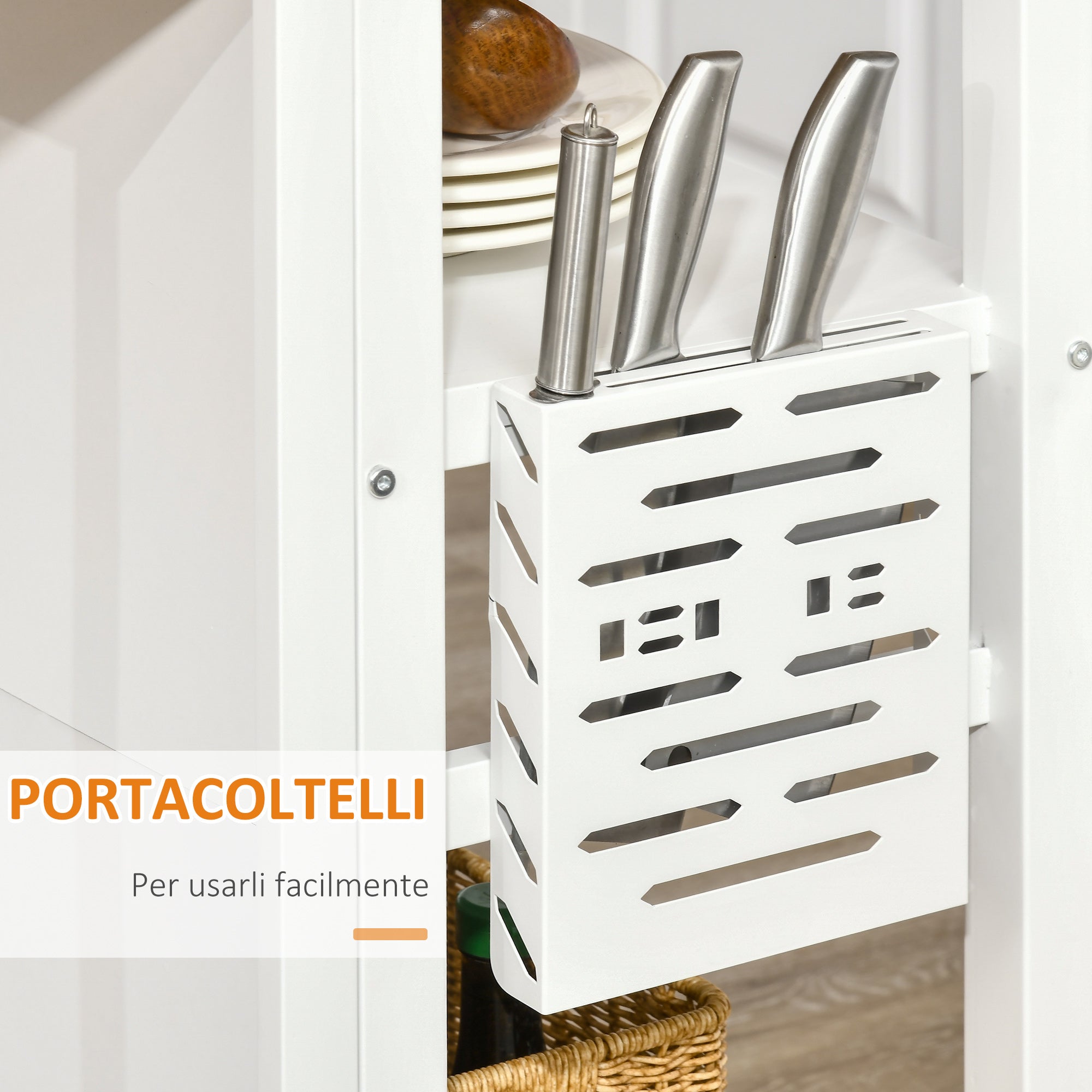 Homcom island kitchen with folding work surface and 2 wooden shelves and steel, 120x76x91.5cm, white - Borgè