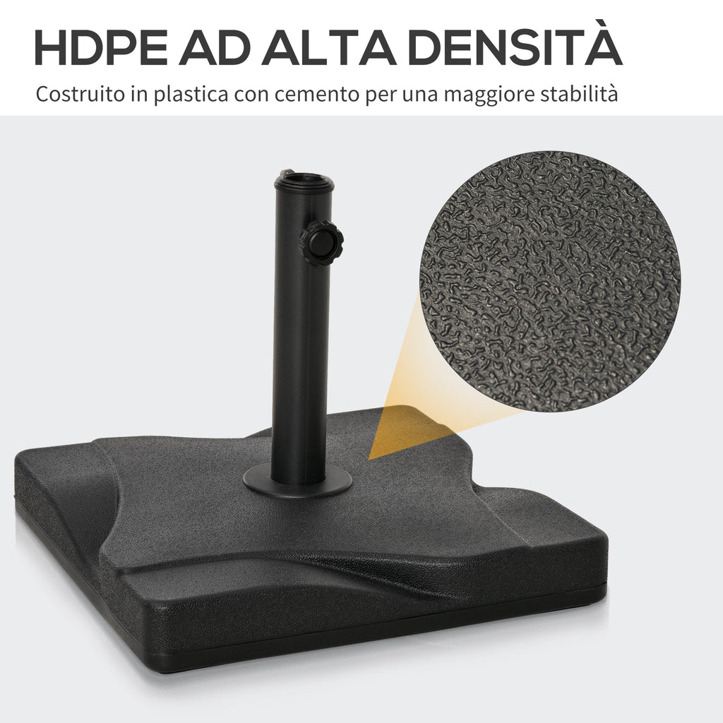 20kg Plastic Umbrella Base for 32-38-48mm Poles, 41.5x41.5x35cm - Borge' Group Limited