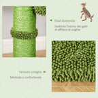 Cat Tree for cats with Scratch Pole up to 4.5kg in the shape of cactus with balls and Bed, 60x35x78cm - green - Borge' Group Limited
