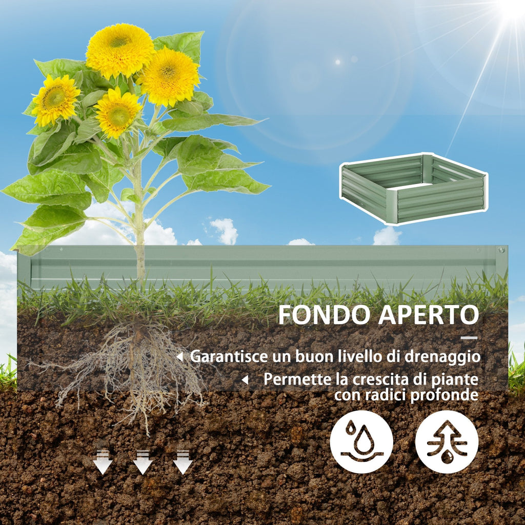 Set of 2 Raised Garden Beds in Galvanized Steel for Plants and Vegetables, 100x100x30cm - Borge' Group Limited