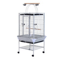 Bird Cage with Wheels Height 161.5cm, Steel Trays and Wooden Perches, Silver - Borge' Group Limited