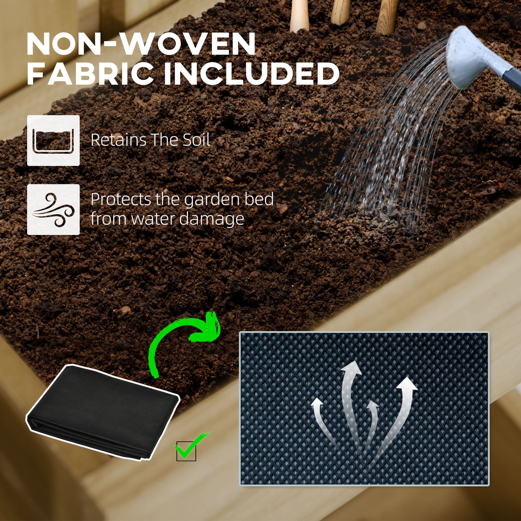 Fioriera outsunny with grilled and drainage holes, fir wood, 60x16x100 cm - Borgè