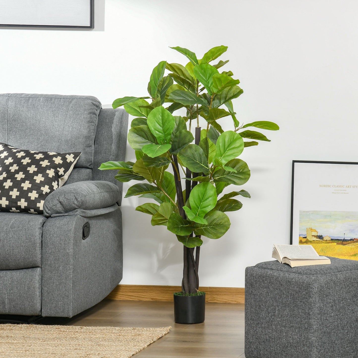 Ficus Artificial 130cm for interiors and exteriors, realistic artificial plant with 78 leaves - Borgè