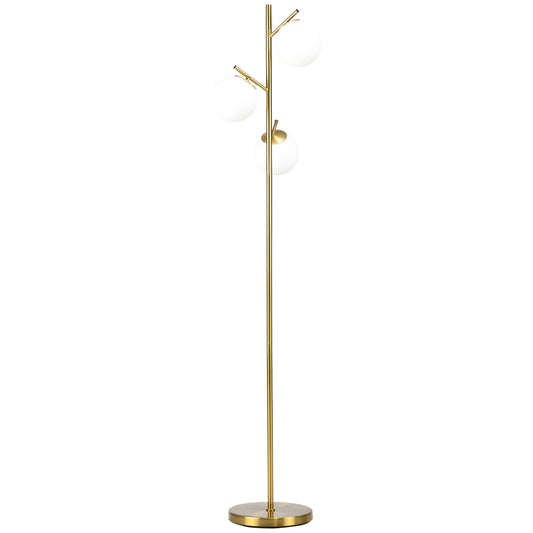 Modern Earth lamp with 3 light points in steel and glass, Ã˜27x159cm, gold - Borgè