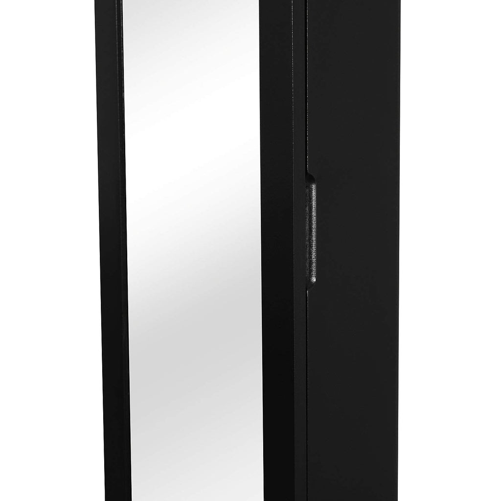 Wall Wall Wardrobe with MDF wood mirror, black, 37x9.5x121cm - Borgè