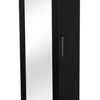 Wall Wall Wardrobe with MDF wood mirror, black, 37x9.5x121cm - Borgè